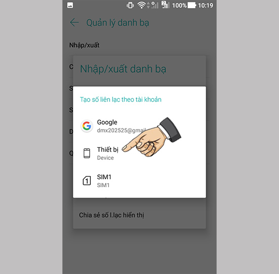Chọn bộ nhớ thiết bị